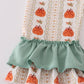 Green pumpkin bow embroidery ruffle pants set