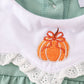 Green pumpkin bow embroidery ruffle pants set