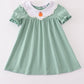 Green pumpkin bow embroidery dress
