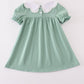 Green pumpkin bow embroidery dress