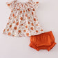 Fall floral print smocked bloomer set