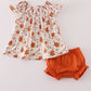 Fall floral print smocked bloomer set