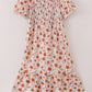 Fall floral print smocked mom dress