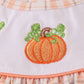 Orange pumpkin embroidery plaid bloomer set