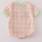 Orange pumpkin embroidery plaid bubble