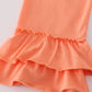 Orange pumpkin embroidery plaid ruffle pants set