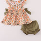 Green pumpkin bow print bloomer set