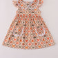 Green pumpkin bow print dress