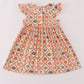 Green pumpkin bow print dress