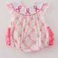 Pink bow tie embroidery ruffle bubble