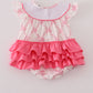 Pink bow tie embroidery ruffle bubble