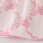 Pink bow tie embroidery ruffle bloomer set