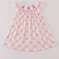 Pink bow tie embroidery ruffle dress