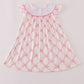 Pink bow tie embroidery ruffle dress