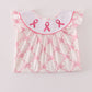 Pink bow tie embroidery ruffle dress