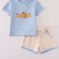 Blue pumpkin french knot shorts set