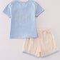 Blue pumpkin french knot shorts set