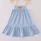Blue pumpkin french knot dress