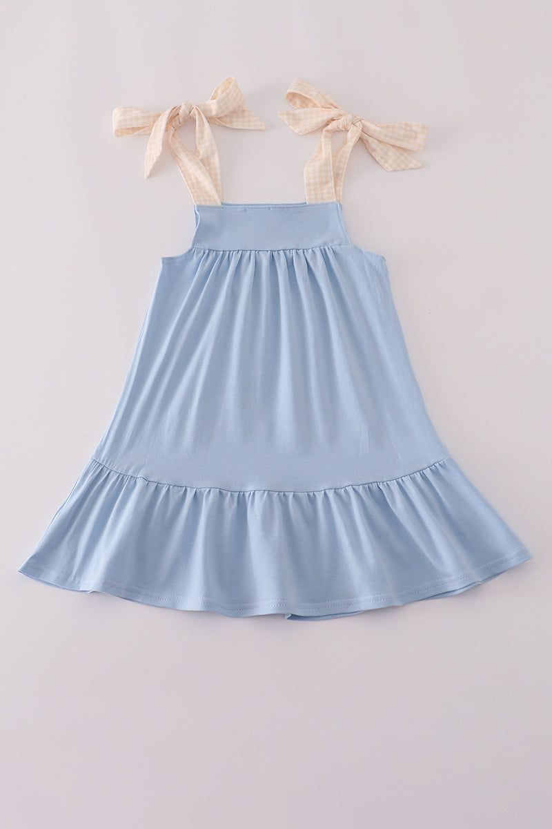 Blue pumpkin french knot dress
