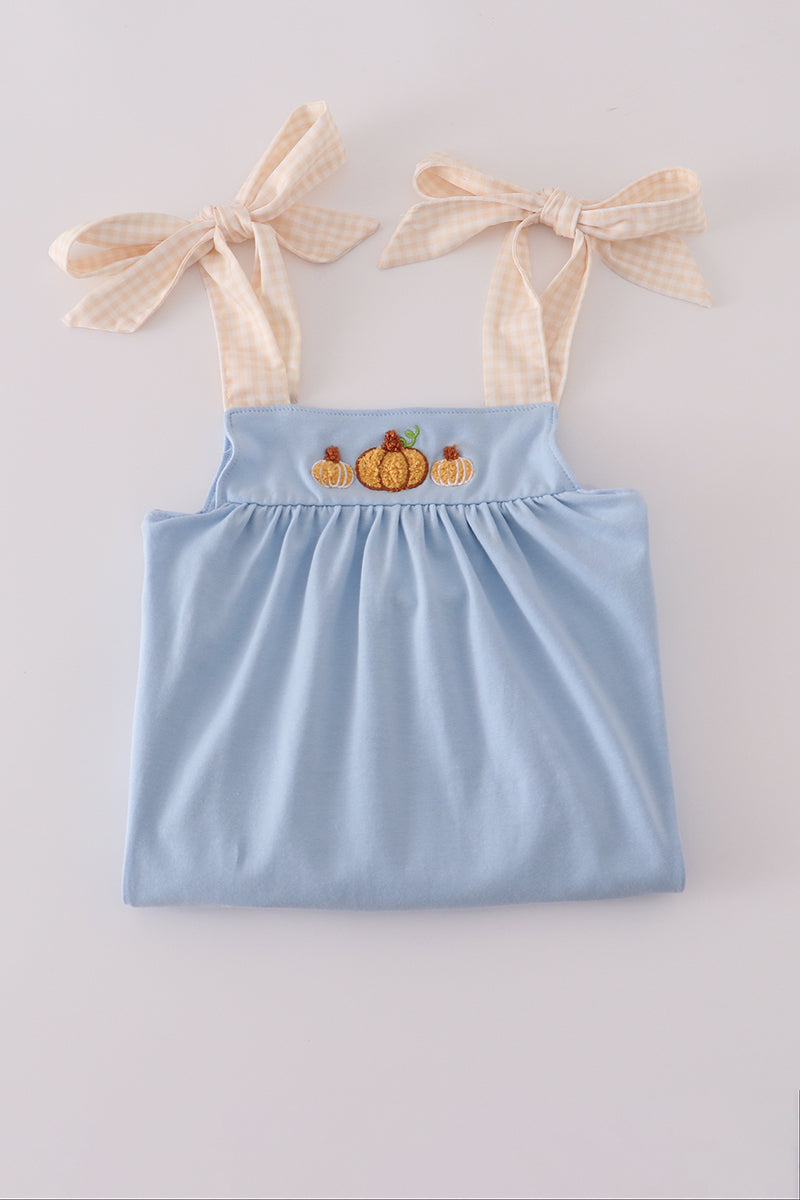 Blue pumpkin french knot dress