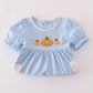Blue pumpkin french knot ruffle shorts set