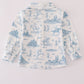 Blue cowboy print button down shirt