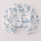 Blue cowboy print button down shirt