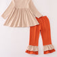 Rust isaiah embroidery ruffle pants set