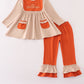 Rust isaiah embroidery ruffle pants set
