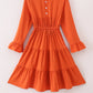 Rust tiered mom ruffle dress