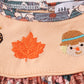Fall floral print pumpkin embroidery bloomer set