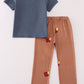Navy scarecrow applique pants set