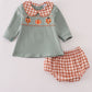 Sage turkey pumpkin embroidery bloomer set