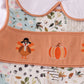 Fall floral print turkey pumpkin embroidery 2pc set