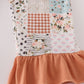 Fall floral print turkey pumpkin embroidery 2pc set