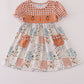 Fall floral print turkey pumpkin embroidery dress