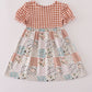 Fall floral print turkey pumpkin embroidery dress