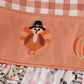 Fall floral print turkey pumpkin embroidery ruffle pants set
