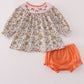 Floral embroidery smocked bloomer set