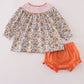 Floral embroidery smocked bloomer set