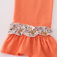 Floral embroidery smocked ruffle pants set