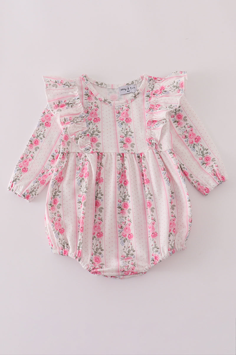 Pink floral print ruffle bubble