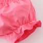 Pink floral print ruffle bloomer set