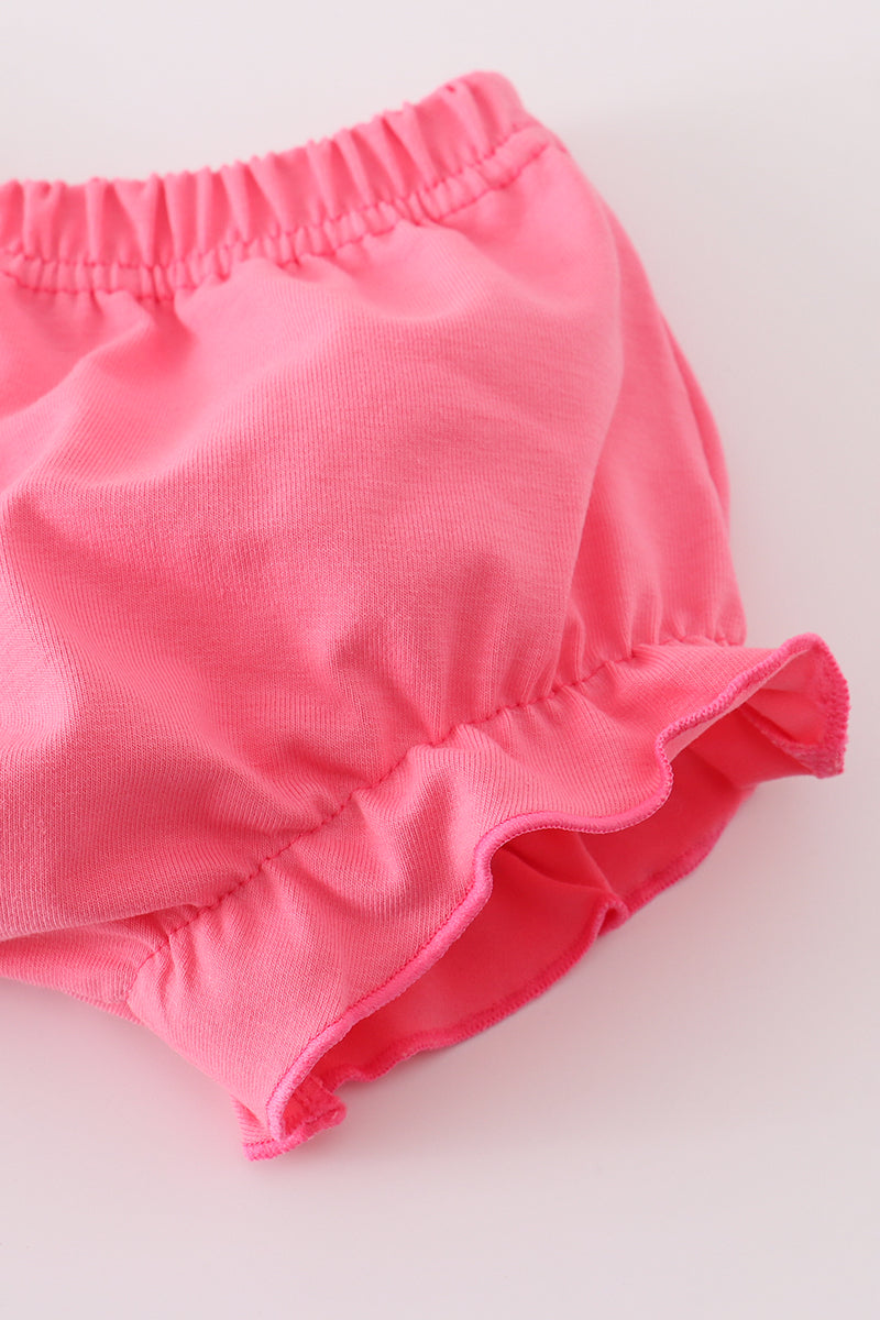 Pink floral print ruffle bloomer set