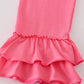 Pink floral print ruffle pants set