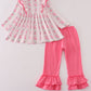 Pink floral print ruffle pants set