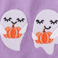 Purple ghost pumpkin embroidery ruffle top