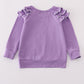 Purple ghost pumpkin embroidery ruffle top