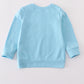 Blue ghost pumpkin embroidery top