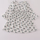 Green duck print rufle dress